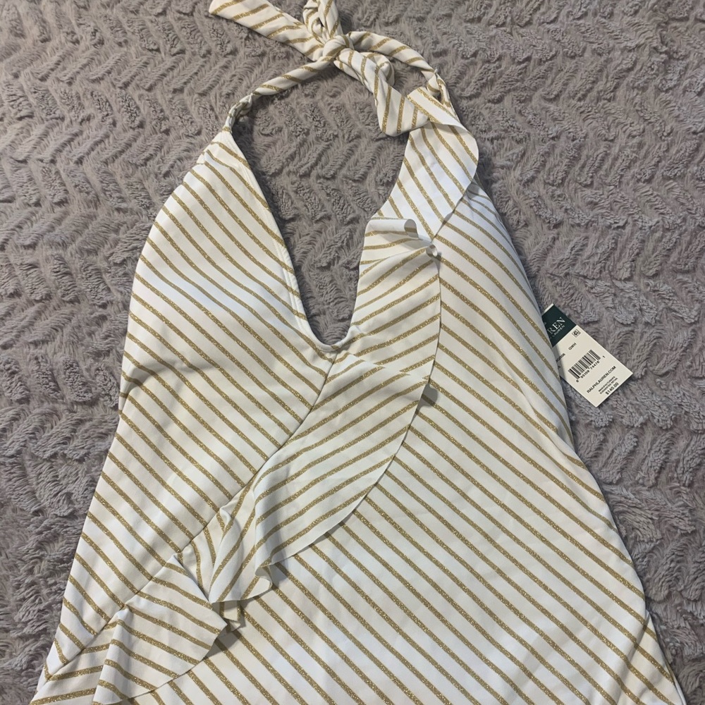 Ralph Lauren one piece halter swim suit 16 NEW